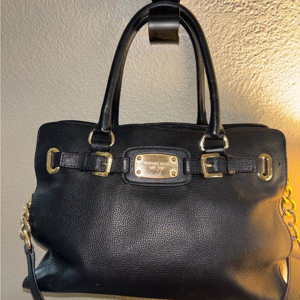 Michael Kors Black Satchel with Gold Accents
